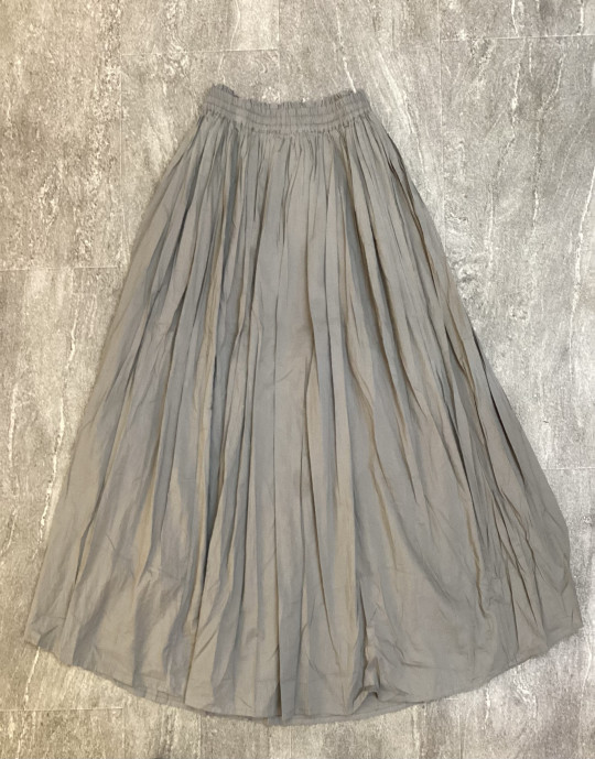 Gray Flare Long Skirt with Elastic Waist
