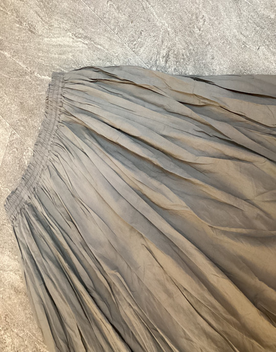 Gray Flare Long Skirt with Elastic Waist