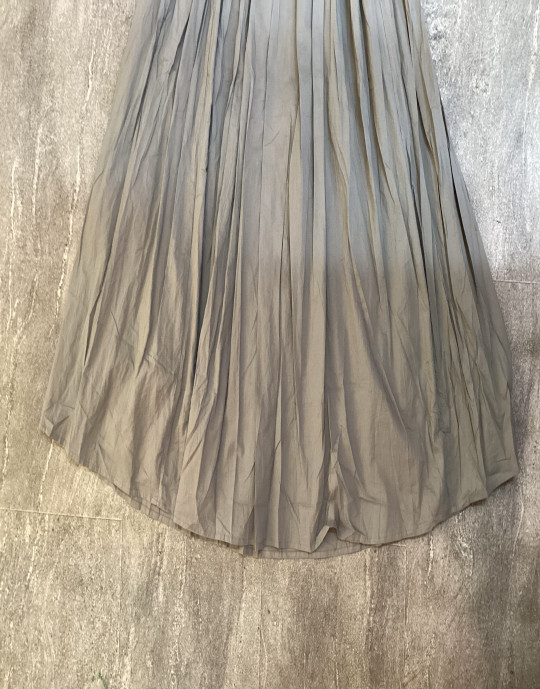 Gray Flare Long Skirt with Elastic Waist